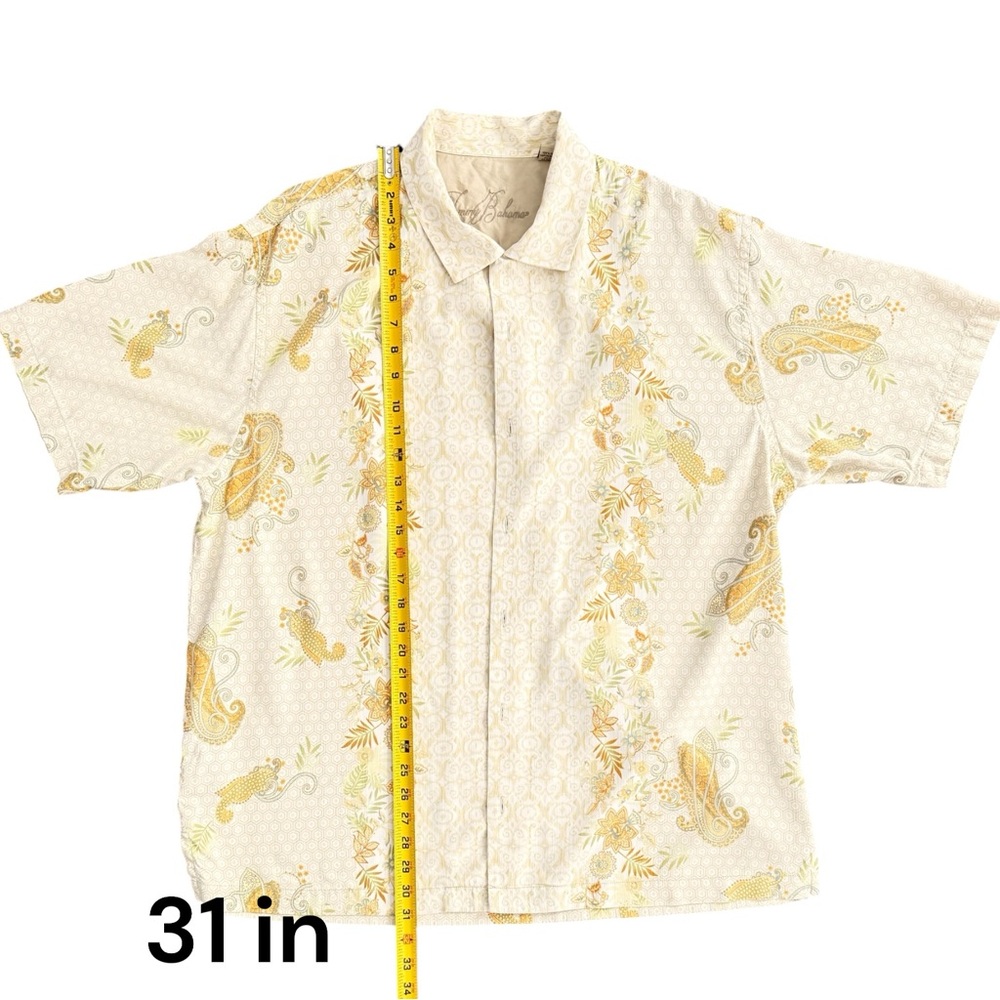 Tommy Bahama Shirt For Men Cream Paisley Print Silk Button Front Size XL - Picture 9 of 10